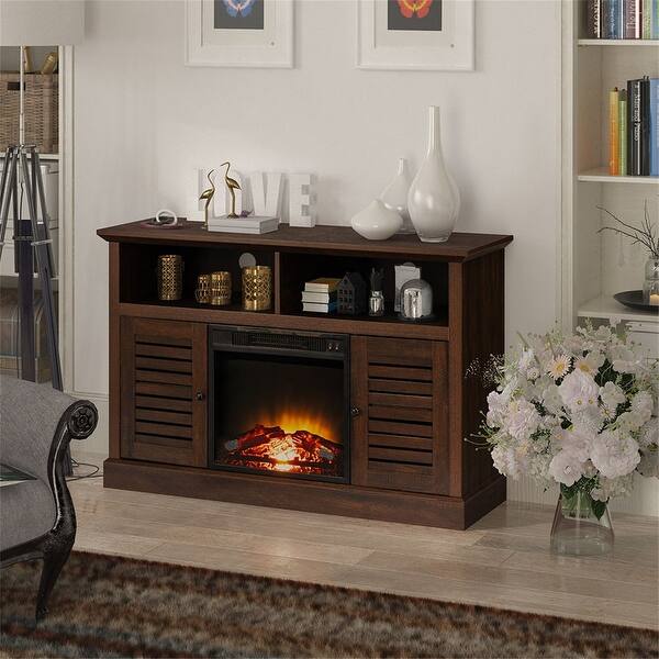 Shop 47 Inch Barn Door Wood Tv Stand With Electric Fireplace