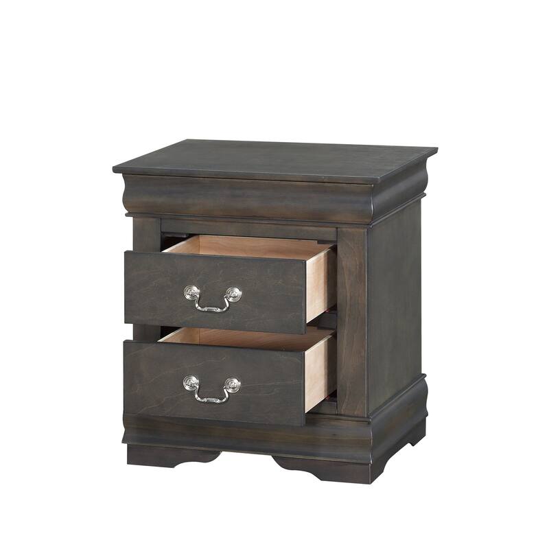 Modern Nightstand with Drawers - Dark Grey