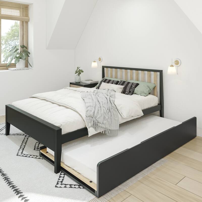 Max and Lily Twin over Full Bunk Bed with Trundle - Black/Blonde
