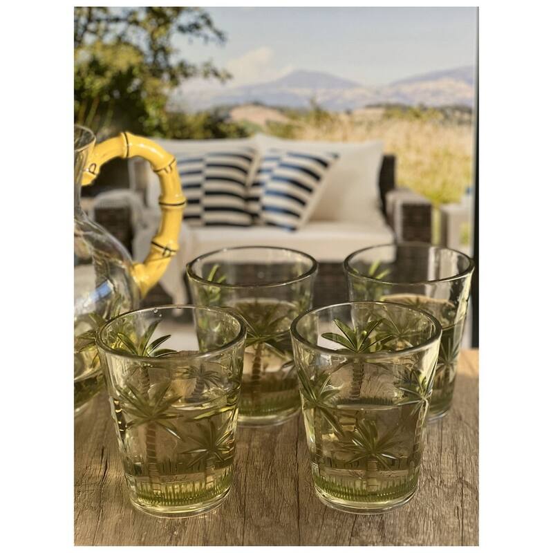 Palm Tree Design Acrylic Glasses Drinking Set of 4