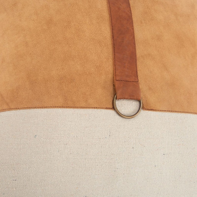 Color block Natural/Camel Decorative Down Filler Pillow