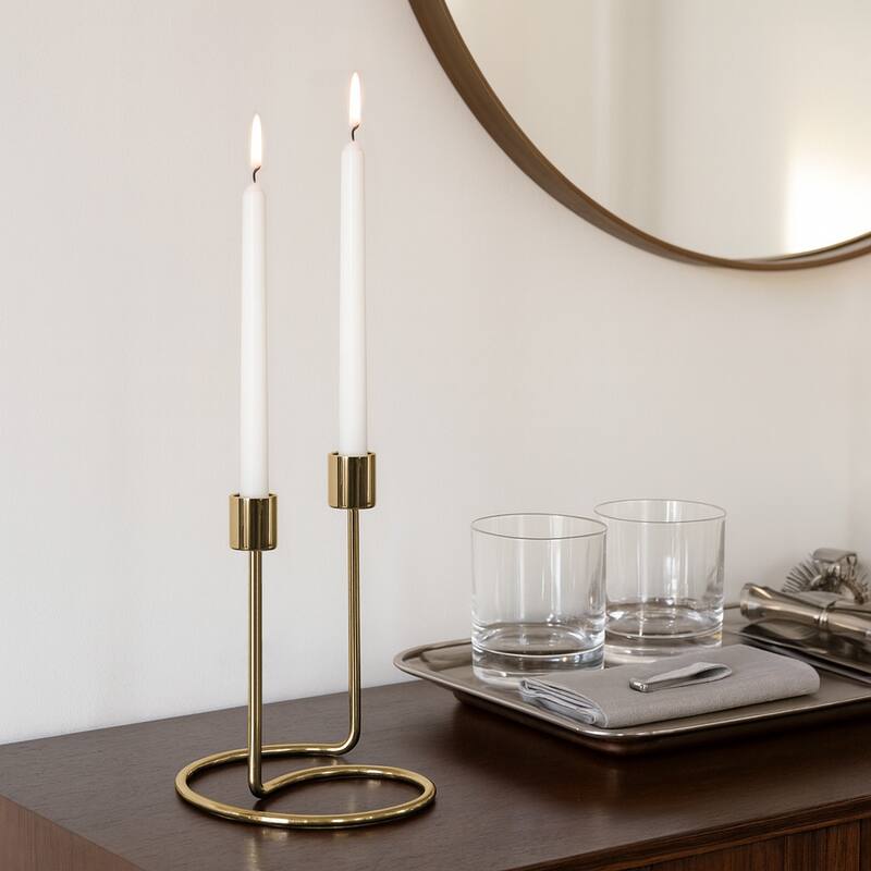 Metal Modern Swirl 2-Taper Candle Holder