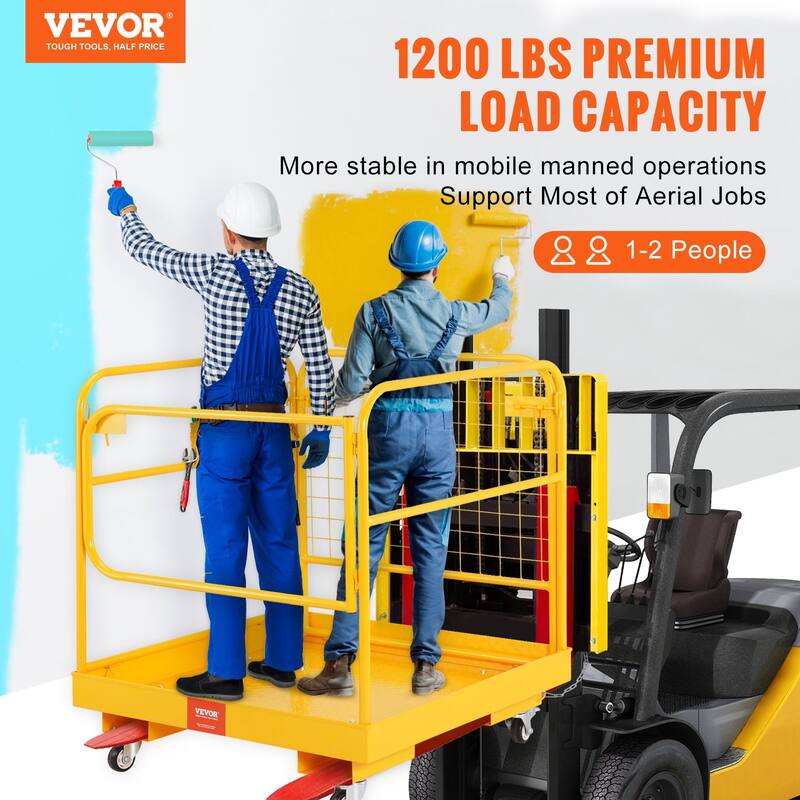 36 inches Folding Forklift Work Platform with Lockable Swivel Wheels