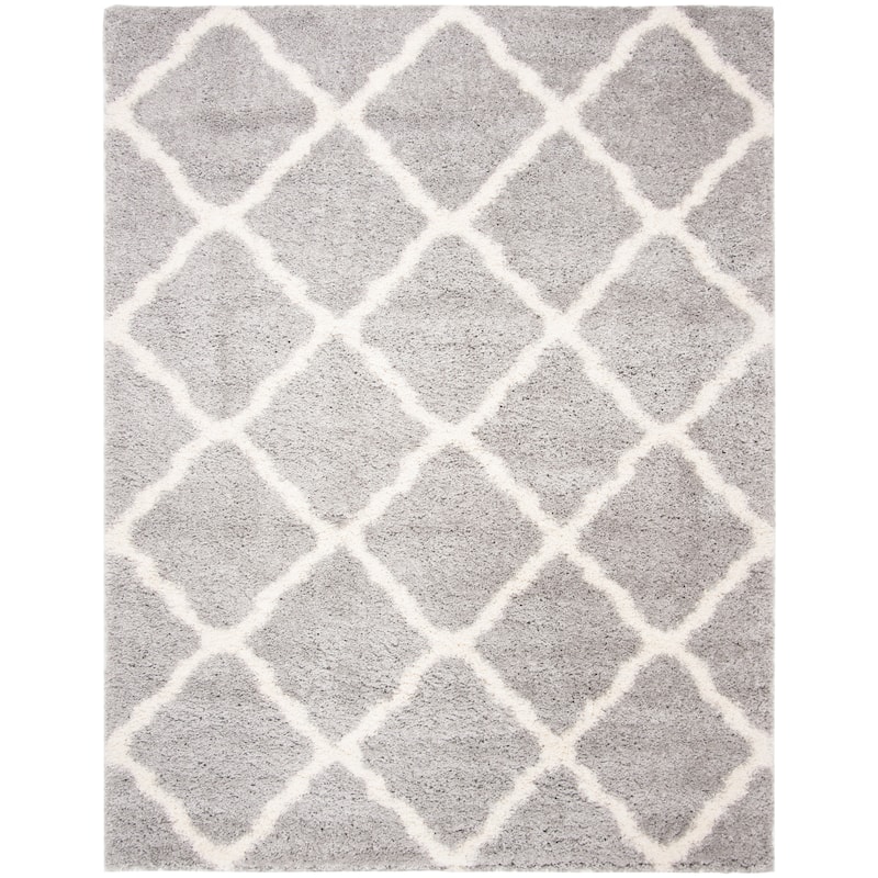 SAFAVIEH Fontana Shag Christina Trellis 2-inch Thick Rug - 8' x 10' - Grey/Cream