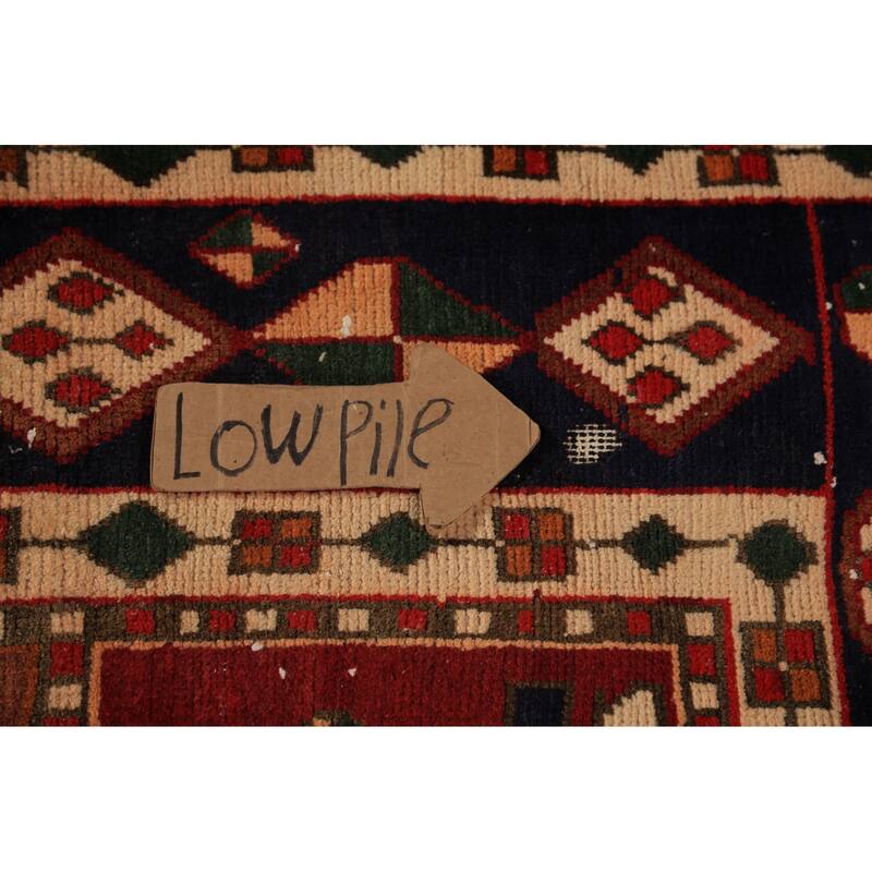 Red Geometric Bakhtiari Persian Vintage Rug Handmade Wool Carpet - 6'9" x 9'4"