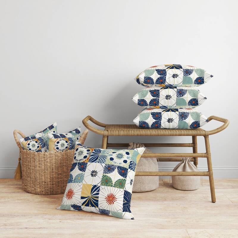 Zellige Dreamscapes Faux Suede Reversible Throw Pillow Blue and Green