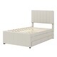 preview thumbnail 6 of 26, Space-saving Upholstered Platform Bed with Trundle and 3 Drawers, Linen Fabric, Twin Size