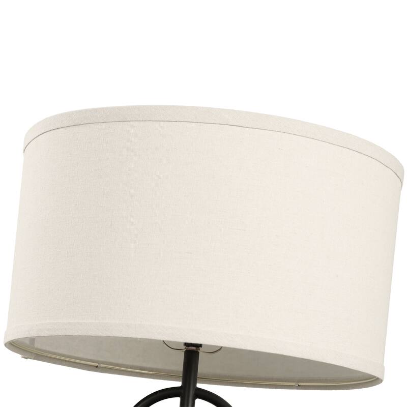 Metal Table Lamp With Night Light Linen Shade Set of 2