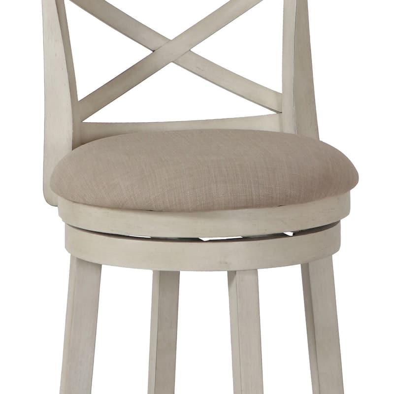 Curved X Shaped Back Swivel Counter Stool with Fabric Padded Seating - 38 H x 19 W x 18 L Inches