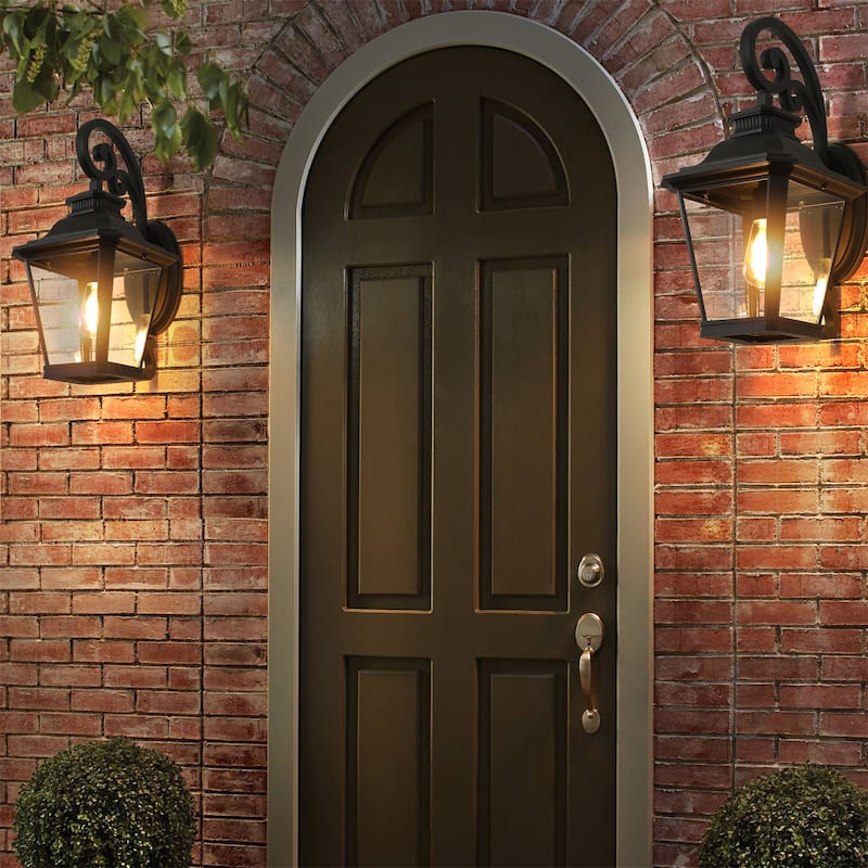 2-Pack Outdoor Waterproof Wall Sconce w/ Clear Glass Panels (No Bulb)