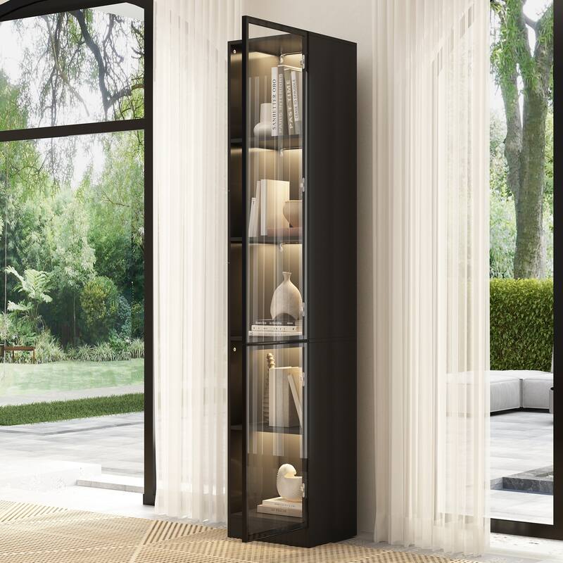 Tall Modular Display Storage Cabinet Bookcase w/Light Home Office