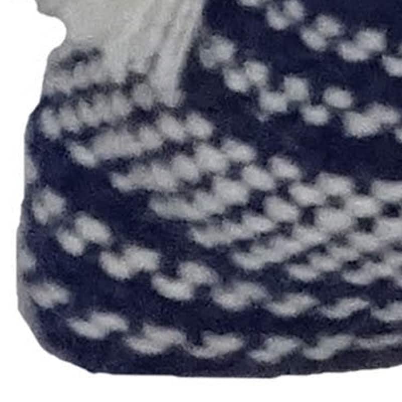 20" X 20" Navy and White Striped Textural Throw Pillow With Pom Poms