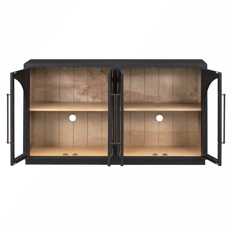 4 Doors Large Storage Sideboard Buffet Cabinet with Glass Doors