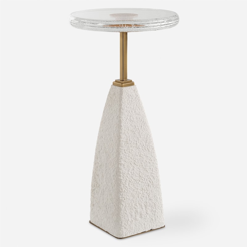 Sandstone Drink Table with Glass Top - 24"