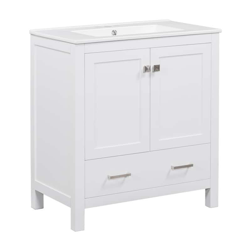 GDFStudio - Aurora Wood & Ceramic Bathroom Vanity Set with Sink and Divided Drawers