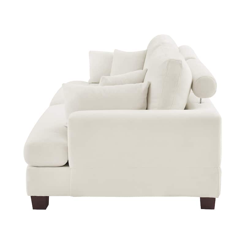 87-in Modern 3-Seater Upholstered Sofa Couch Chenille Design for Living Room