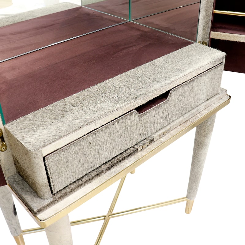 Pasargad Home Safari Steel & Cowhide Contemporary Bar Cabinet - W28"XD18"XH61.5"