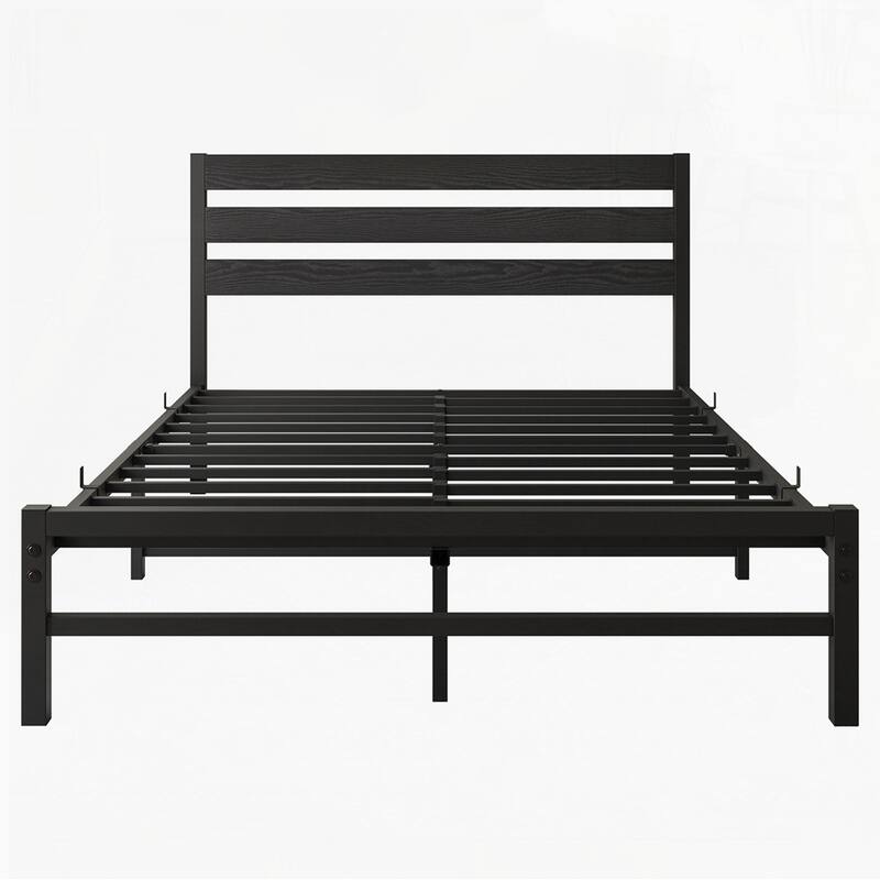Platform Bed Frame with Wooden Headboard