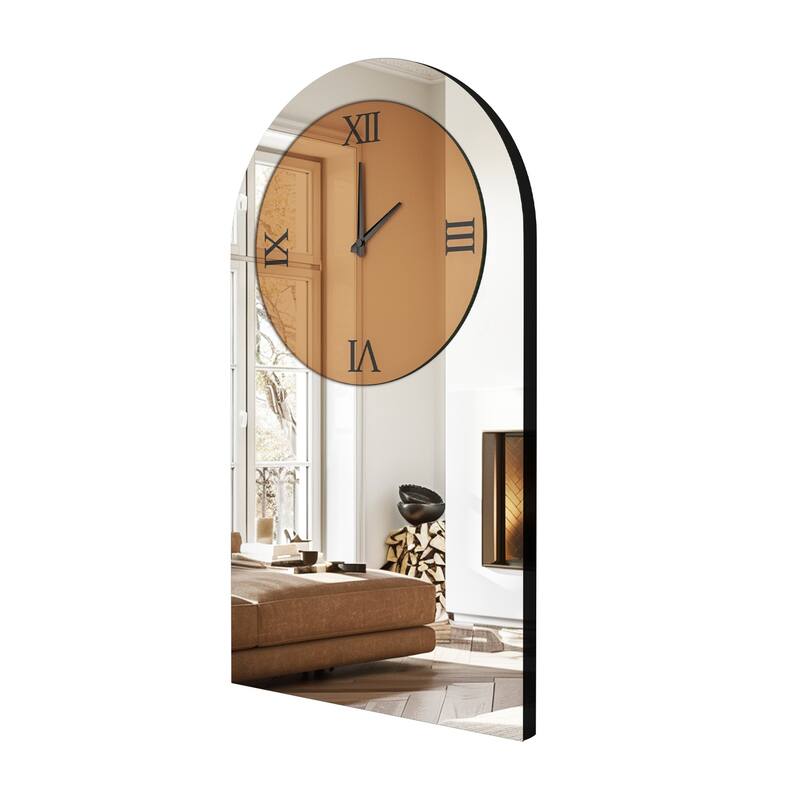 Arch Wall Mounted Vanity Mirror with Clock Silent - 20" W x 36" H