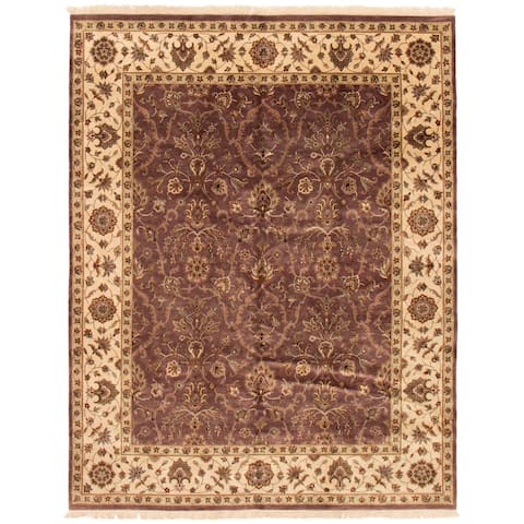 ECARPETGALLERY Hand-knotted Jamshidpour Dark Brown Wool Rug - 7'10 x 10'0