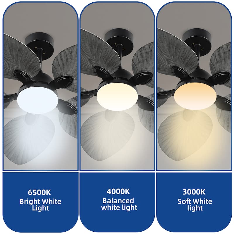 Moasis 42 Inch 5 Blades Tropical Palm Ceiling Fans with Lights and Remote Control