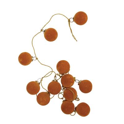 Flocked Glass Ball Ornament Garland with Cord - Butterscotch - 2.0"L x 2.0"W x 72.0"H