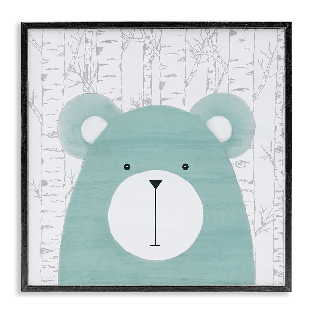 Stupell Whimsical Bear on Birch Framed Giclee Art Design By Kim Allen