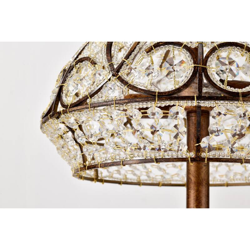 Caseyle Spanish Bronze Table Lamp with Crystal Dome Shade
