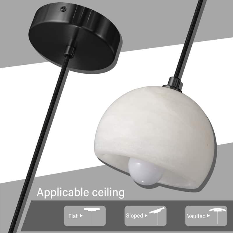 Alabaster Pendant Light for 7.9" Spanish Marble Shade Hanging Light Fixture