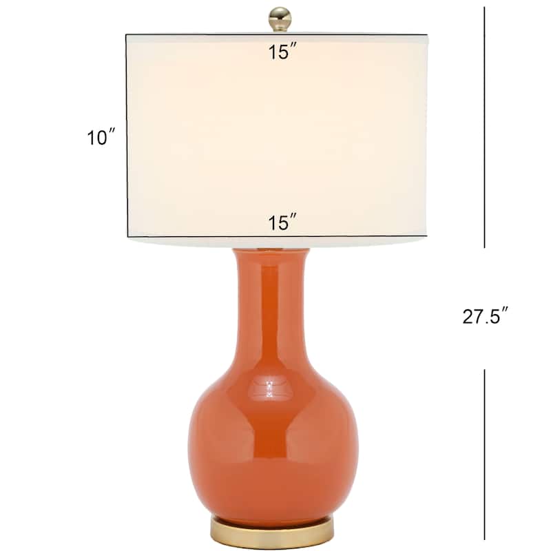 SAFAVIEH Lighting Dionne 28-inch Orange Table Lamp - 15" W x 15" D x 27.5" H - 15Wx15Dx28H - Orange