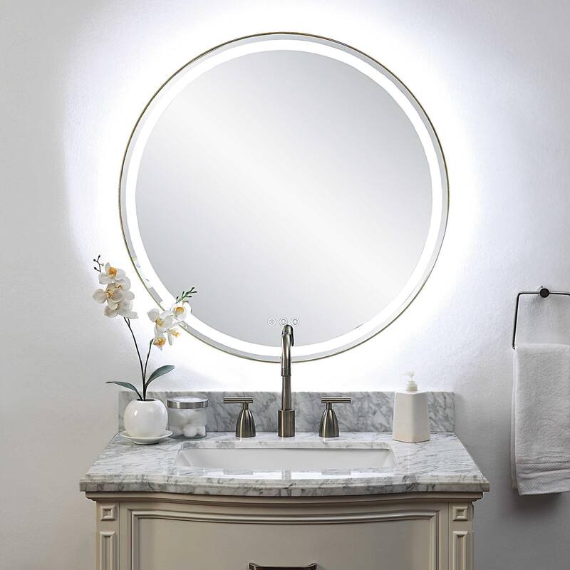 LED Lighted Round Vanity Wall Mirror - 32"