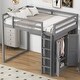 preview thumbnail 3 of 14, Gray Full Size Wood Loft Bed with Wardrobe and Storage Shelves