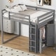 preview thumbnail 1 of 11, Grey Full Size Loft Bed with Storage Shelves & Wardrobe, Space Saving Wood Loft Bed Frame with LED Light for Kids Teens Adults Grey - Full