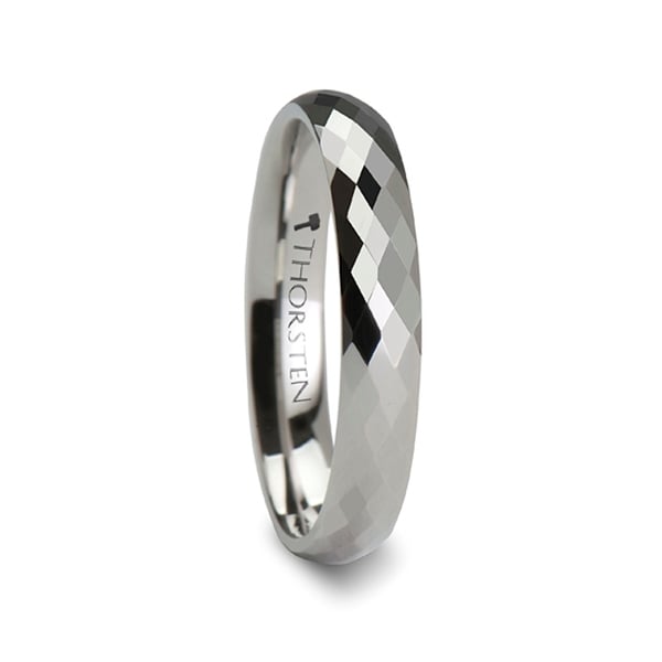 THORSTEN - SCOTTSDALE 288 Diamond Faceted White Tungsten Ring - 4mm