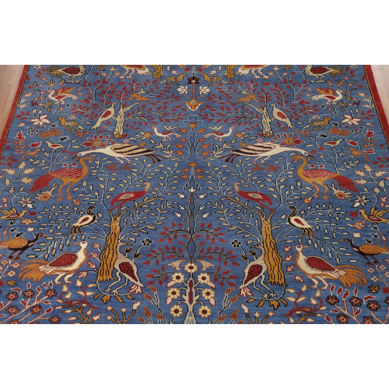 Hand Knotted Oriental 100% Wool Carpet Traditional All-Over Navy Blue & Blues Ziegler Area Rug - 13' 10'' X 9' 10''