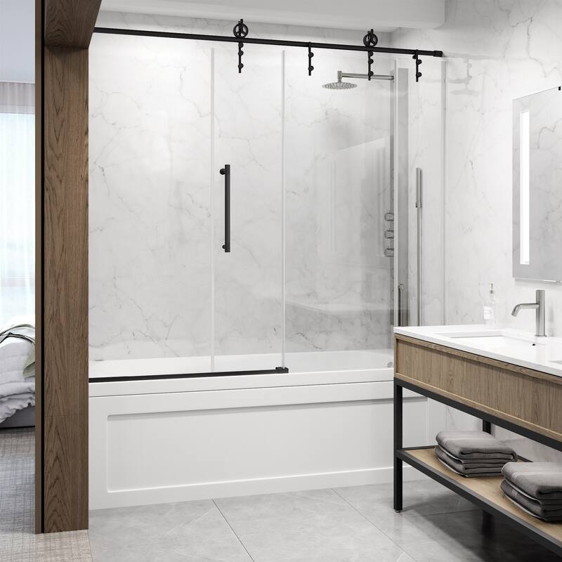 VIGO Hamilton 56" to 60" W x 68" H Frameless Sliding Tub Door