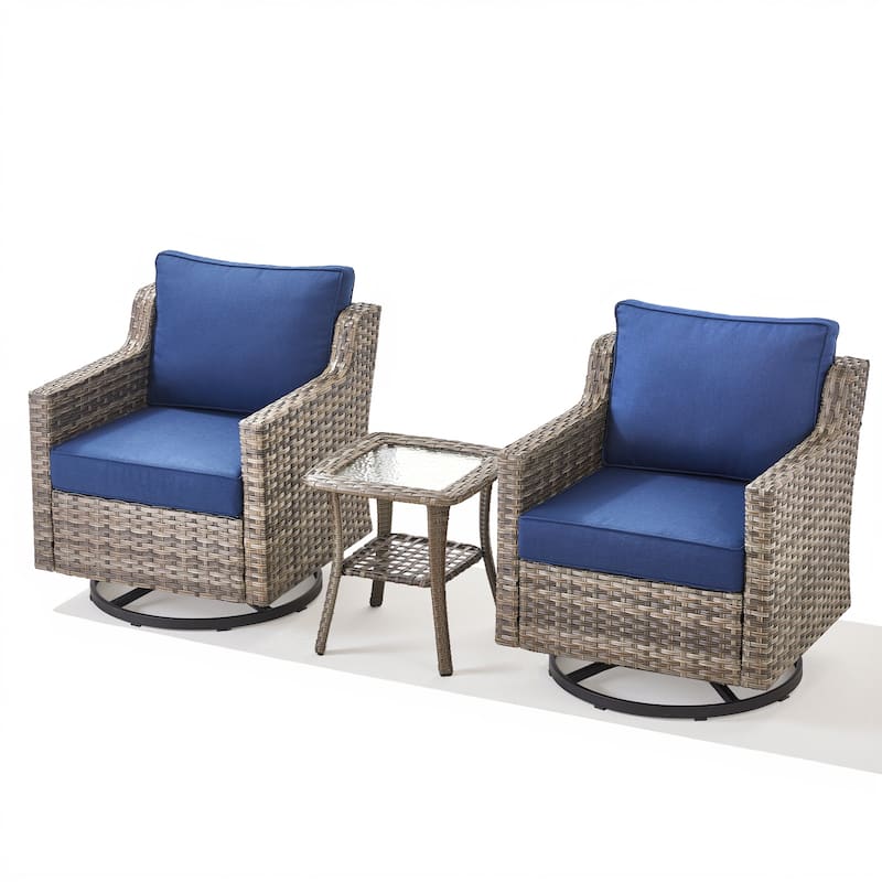 Pocassy Outdoor All-Weather Outdoor Sofa, Swivel Chair, Ottoman Sets
