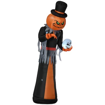 12FT Halloween Inflatable Pumpkin Reaper Skeleton Skull Yard Decor Built-in LED