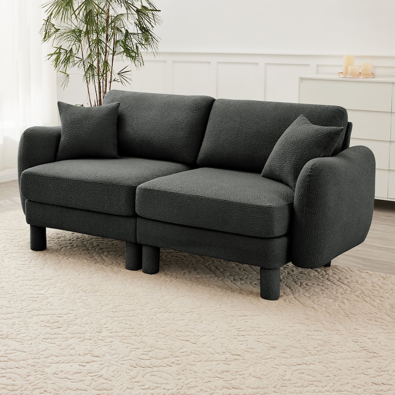 Loveseat Sofa, 78" 2-Seater Upholstered Couch Modern Sectional Couches with Shell-shaped Armrests for Living Room