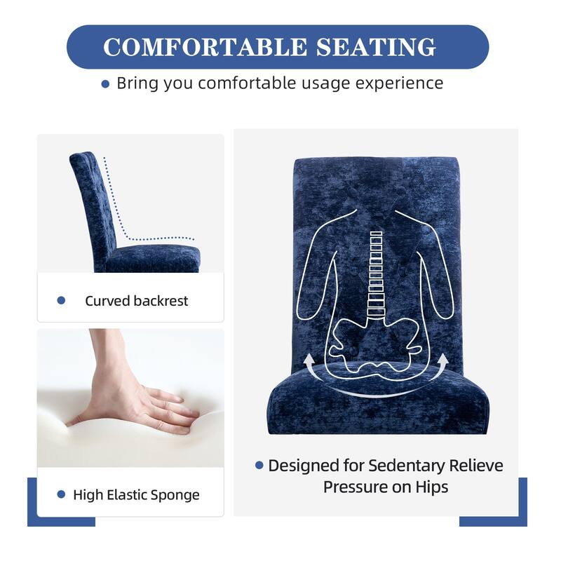 Set of 2 Modern Dining Chairs with Plush Velvet Upholstery & Sturdy Stainless Steel Legs - Deep Blue