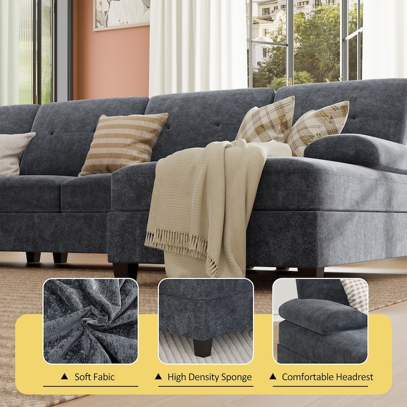 106'' Sectional Sofa with Thick Cushions for Living Room