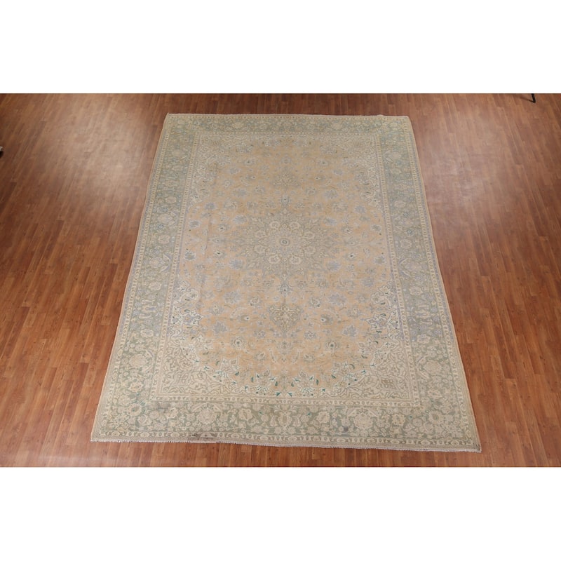 Muted Najafabad Vintage Persian Area Rug Hand-Knotted Wool Carpet - 9'10" x 12'8"