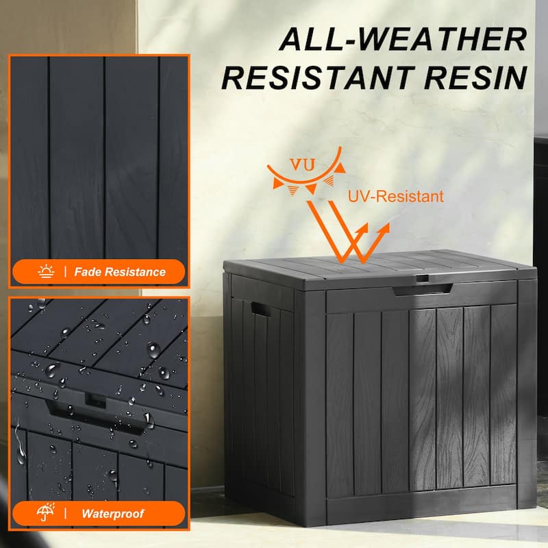 Deck Box with 31 Gallon Capacity, Weatherproof Resin Lockable Outdoor