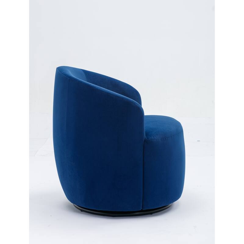 Velvet Swivel Barrel Chair with 360° Black Metal Base