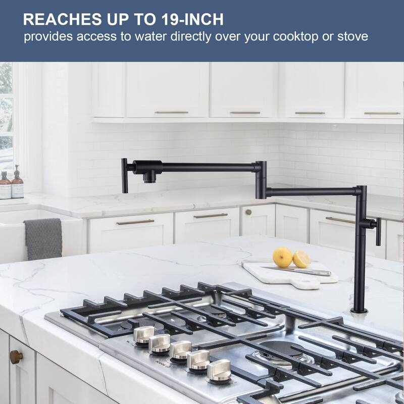 WOWOW Deck Mount Double Handle Pot Filler Faucet
