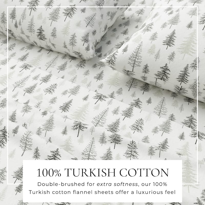 Linery & Co. Ultra-Soft Turkish Cotton Flannel Christmas Print Sheet Set