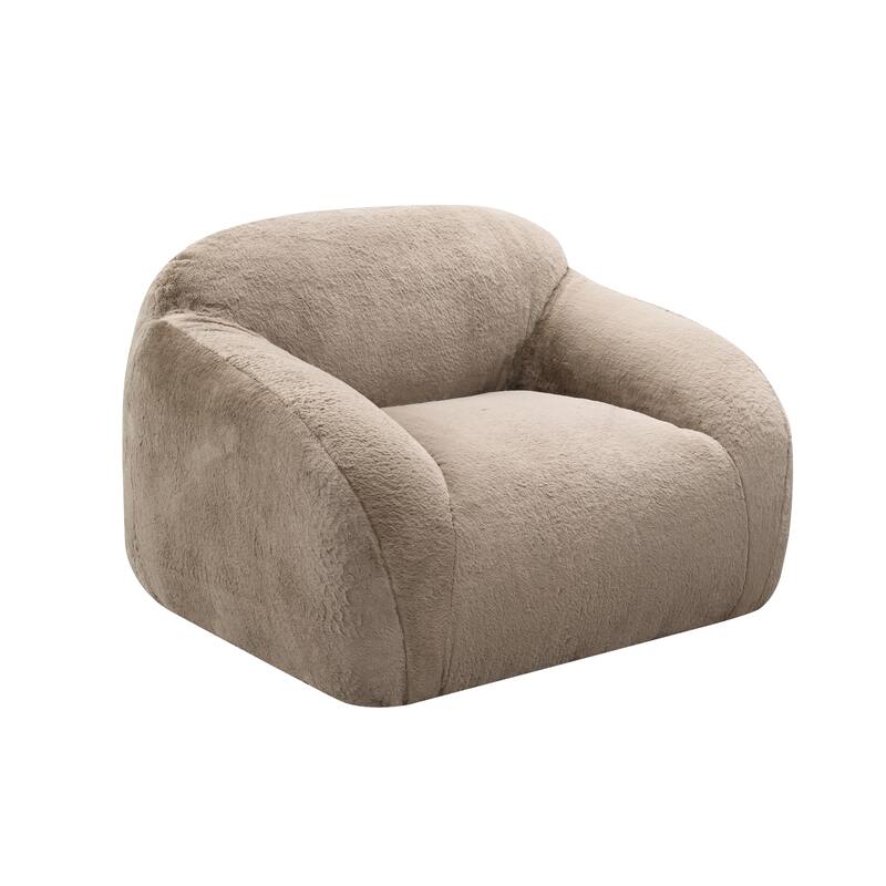 Roundhill Furniture Adell Polar Bear Faux Fur Swivel Cuddle Chair
