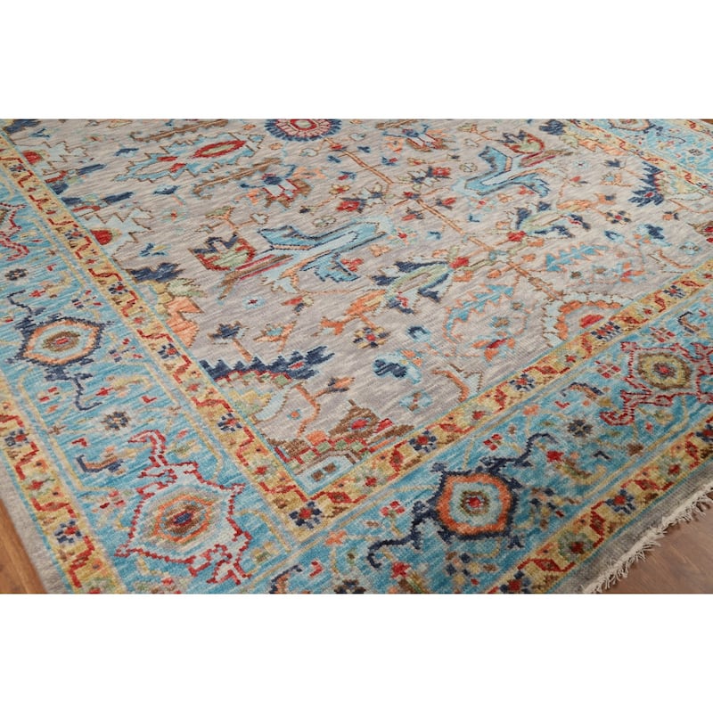 Hand Knotted Oriental 100% Wool Carpet Transitional All-Over Greys & Charcoal Oushak Area Rug - 12' 0'' X 9' 2''