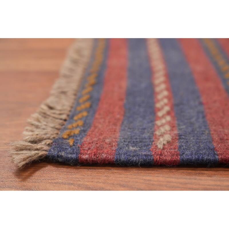 Hand Knotted Oriental 100% Wool Carpet Traditional Tribal Navy Blue & Blues Balouch Runner Rug - 7' 10'' X 2' 0''