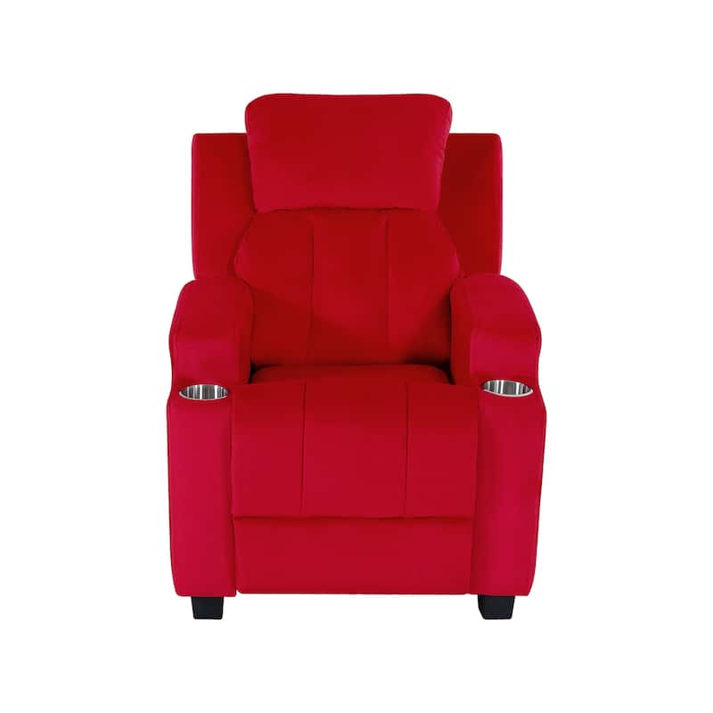 Deluxe Kids Recliner Chair with Footrest Headrest and 2 Cup Holders Microfiber Kids Recliner for Age 3+ Years
